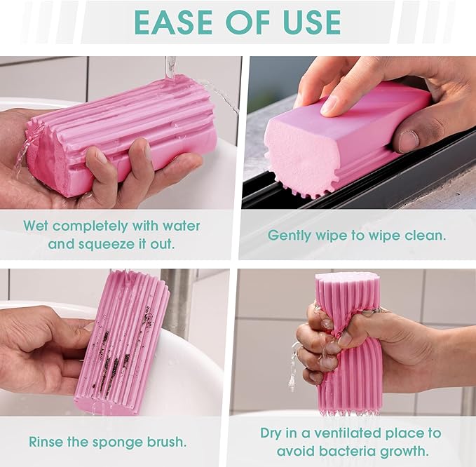 4 Pack Damp Dusting Sponge Duster, Dust Cleaning Sponge, Reusable Household - Image 4