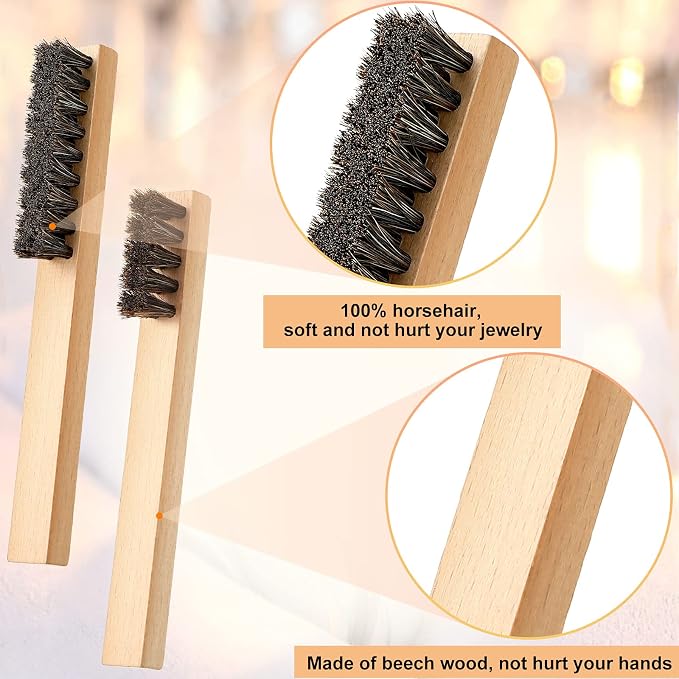 Patelai 6 Pieces Silver Polish Set, 4 Silver Cleaning Horsehair Brushes - Image 3