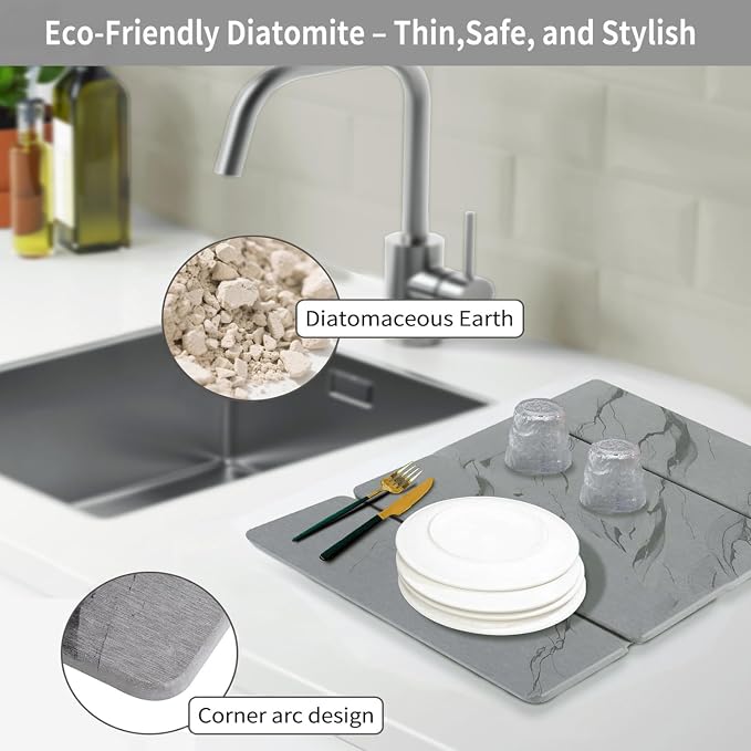 Stone Drying Mat for Kitchen Counter19.7"x 15.7"- 180° Steam-Cured for Smooth - Image 5