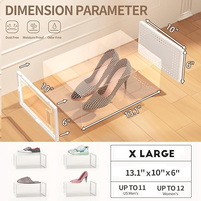 Secret Space 12 Pack X Large Shoe Organizer Storage Boxes - Image 6