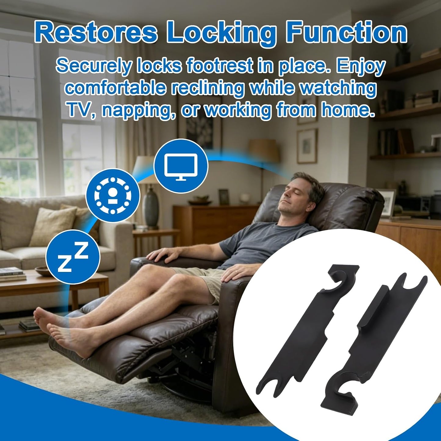 motoparty Replacement for La-Z-Boy Recliner Footrest Lock Slot Insert Left & Right (2-Pack) - Durable Aluminum Repair Kit
