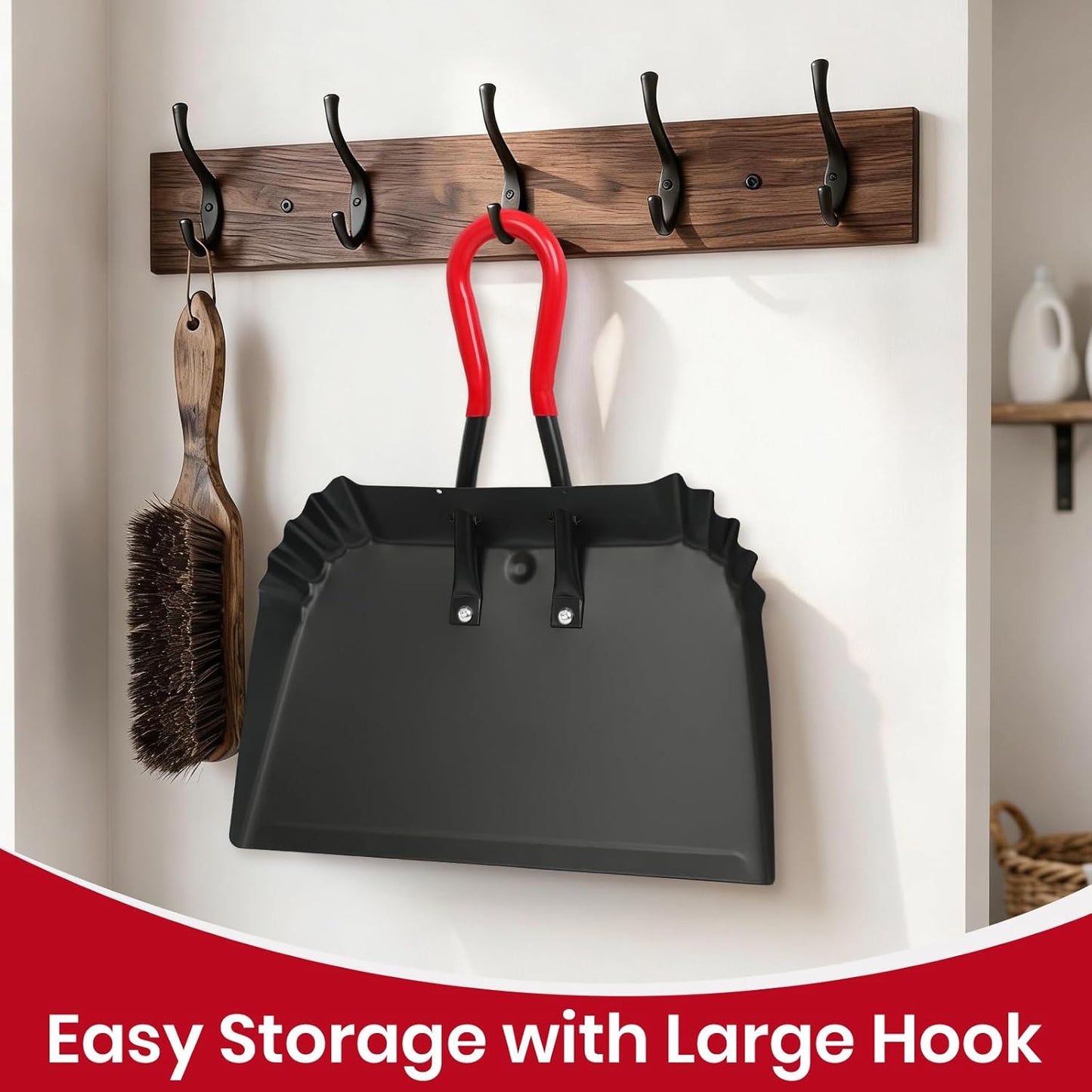 2PK 17” Heavy Duty Dustpan Metal Outdoor Dust Pans with Rubberized Non Slip Handle Extra Large Shovel Scooper for Commercial&Industrial Uses