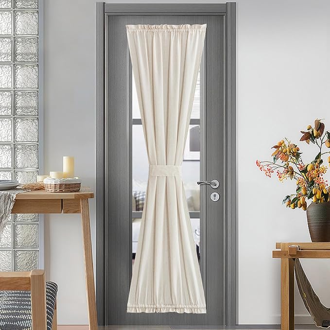 NICETOWN Linen Curtain for French Doors, Privacy Kitchen Window Coverings by NICETOWN