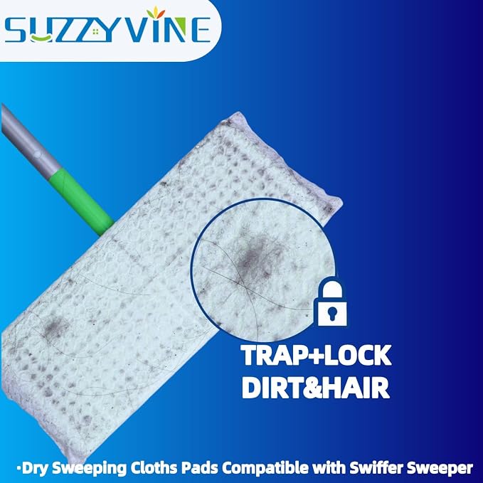 SUZZYVINE Dry Sweeping Cloths Dry Pads Refills 80 Count Dry Mop Refills - Image 5