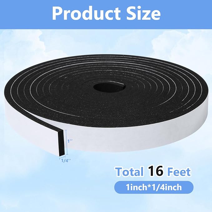 Weather Stripping Door Seal Strip- 1 Inch X 1/4 Inch X 16Feet, Strong Adhesive - Image 2