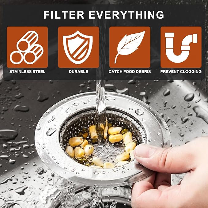 4 Pcs Stainless Steel Mesh Sink Drain Strainer, 4.5" Top / 3" Kitchen Filter - Image 4