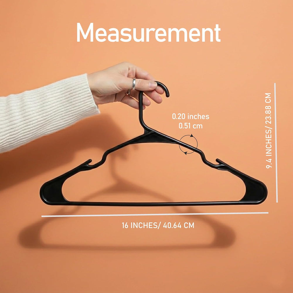 Utopia Home Plastic Hangers 200 Pack – Space Saving Clothes Hanger Black