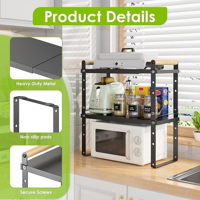 DOLALIKE Expandable kitchen Countertop Organizer, Stackable Cabinet Shelf - Image 7