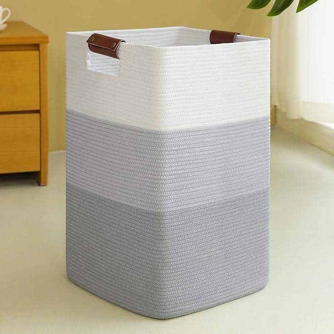 Laundry Hamper 96L Extra Large Laundry Basket, Woven Blanket Basket, Cotton by SIXDOVE