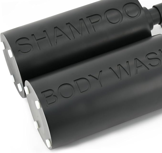 Matte Black Resin 2 Piece Shampoo and Body Wash Dispenser Set, Luxurious - Image 4