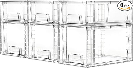Vtopmart 6 Pack Clear Stackable Storage Drawers, Plastic Drawers by Vtopmart