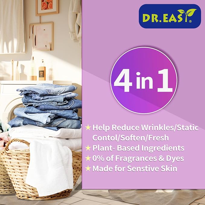 DR.EASY Dryer Sheets Plant Based Formula 252 Ct Fabric Softener sheets - Image 2
