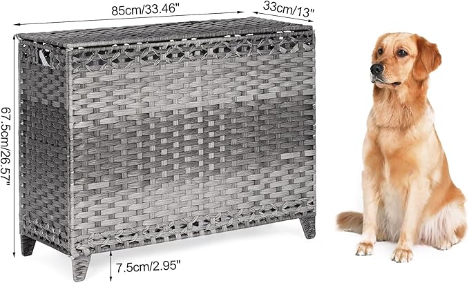 Laundry Hamper with 4 Removable Liner Bags; 176L Handwoven Rattan Laundry - Image 7