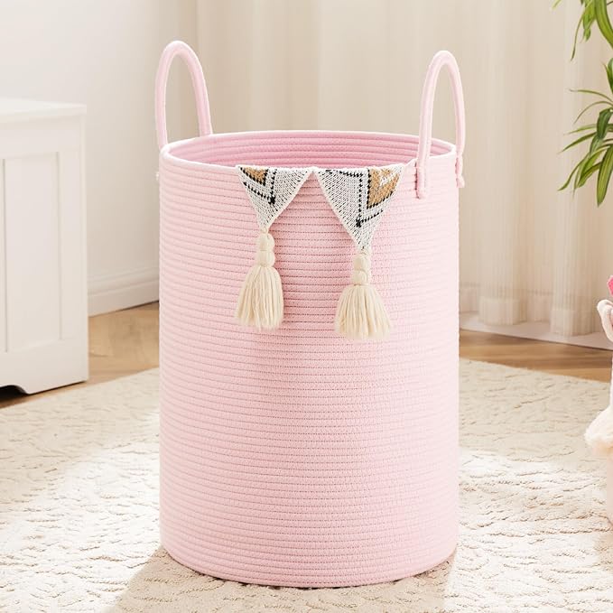Laundry Basket, Woven Cotton Rope Laundry Hamper, 60L by Artfeel