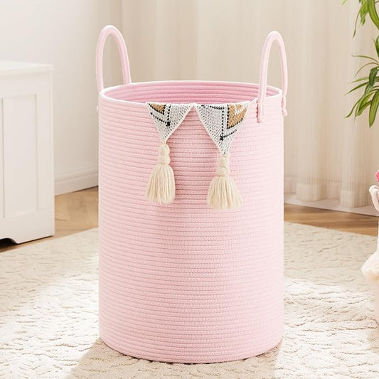 Laundry Basket, Woven Cotton Rope Laundry Hamper, 60L by Artfeel
