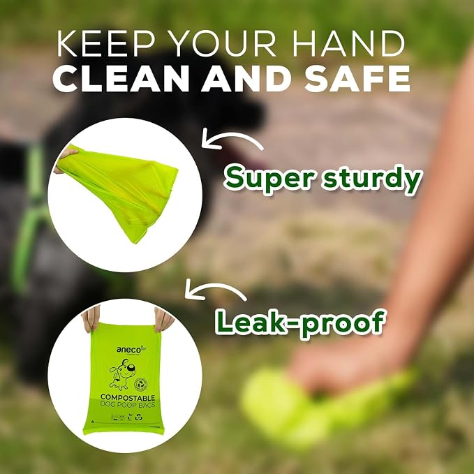 ANECO 100% Certified Home Compostable Dog Poop Bags, Large Poop Bags - Image 4