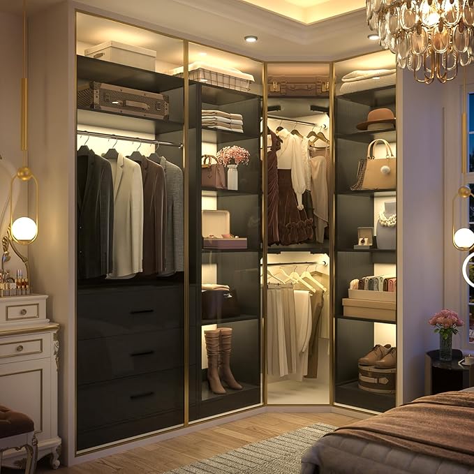 Corner Closet System with 3 Drawers, Corner Closet Organizer System with 13 - Image 3