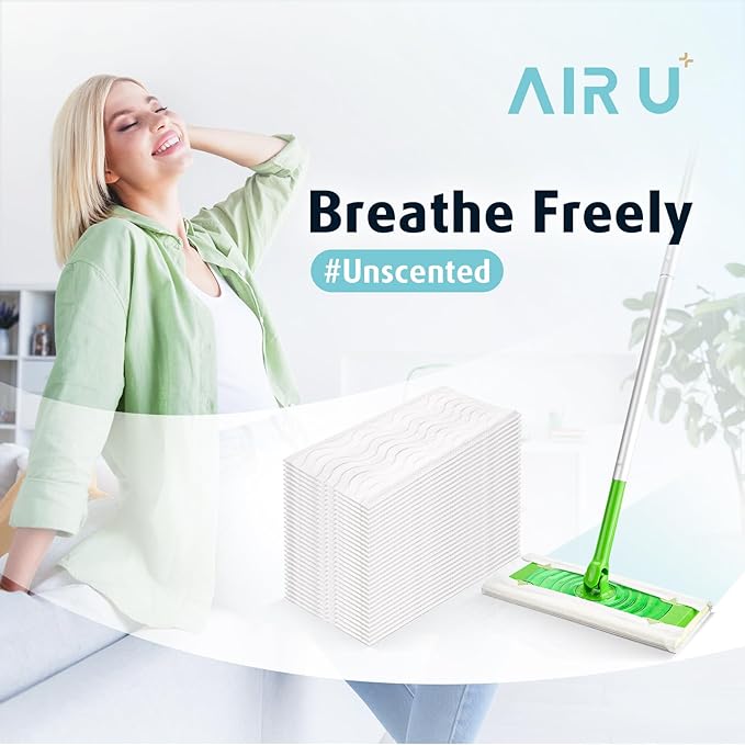 AIR U+ Wet Pads Refill for Swiffer Sweeper Wet Mopping Cloth, Unscented - Image 2