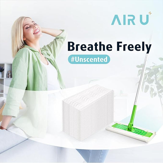 AIR U+ Wet Pads Refill for Swiffer Sweeper Wet Mopping Cloth, Unscented - Image 2
