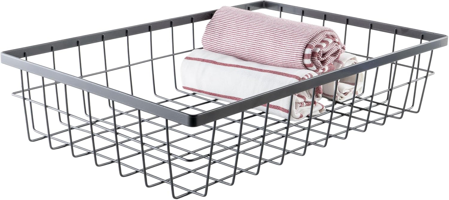 G.E.T. WB-1814-MG Urban Renewal 17.75" x 11.25" Wire Basket, 4" Tall, Metal | Heavy-duty, Reinforced rim, Great for Kitchen Storage, Pantry Organization, Countertop Organization and Home Organization