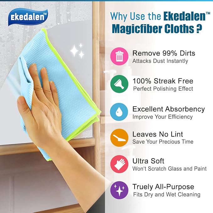 Microfiber Cleaning Cloth Lint Free Glass Cleaner Window Polishing Streak Free - Image 2