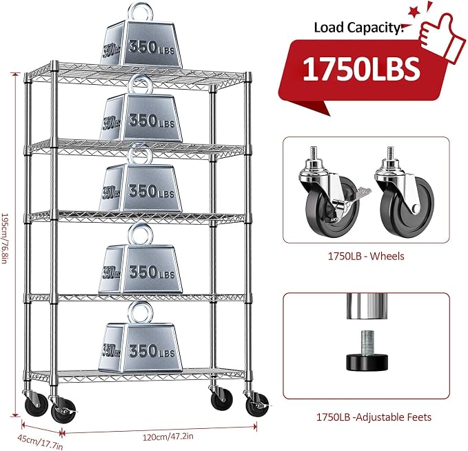 IZEUK 5-Tier Storage Shelving Unit - Image 3