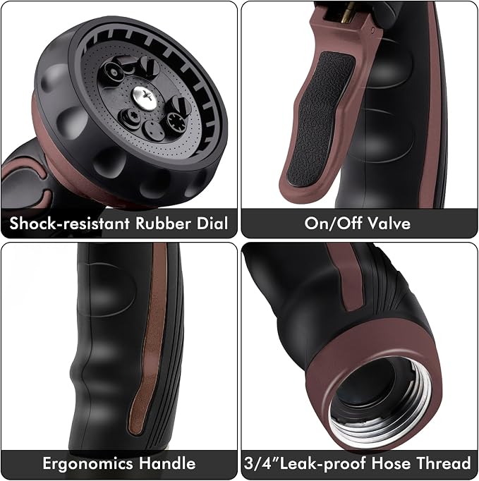 RESTMO Hose Nozzle with Easy Self-Lock Trigger, Heavy Duty Metal Water Hose - Image 7
