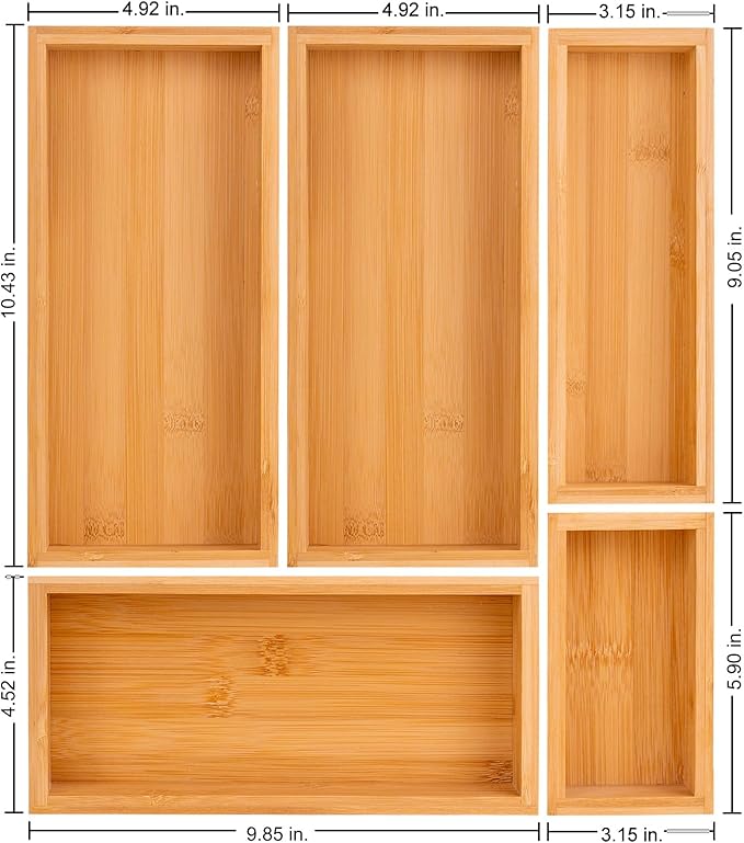bamboo drawer organizer Set，expandable drawer dividers, wooden storage - Image 3