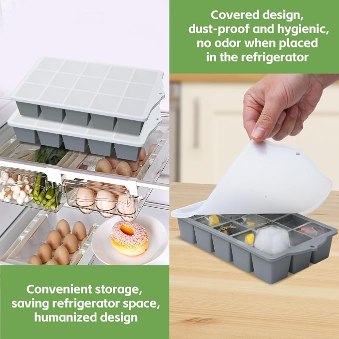 Silicone Ice Cube Tray, 2 Pack Easy-Release Stackable Ice Trays - Image 5