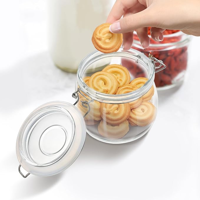 Glass Food Storage Jars with Airtight Lids 13 oz Round 4 Pack Kitchen Storage - Image 2
