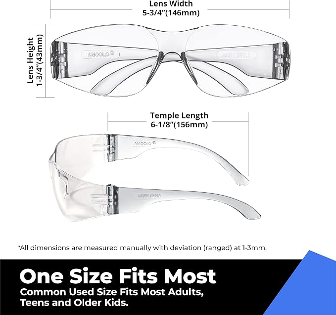 amoolo Clear Safety Glasses Bulk of 48, Protective Eyewear - Image 4