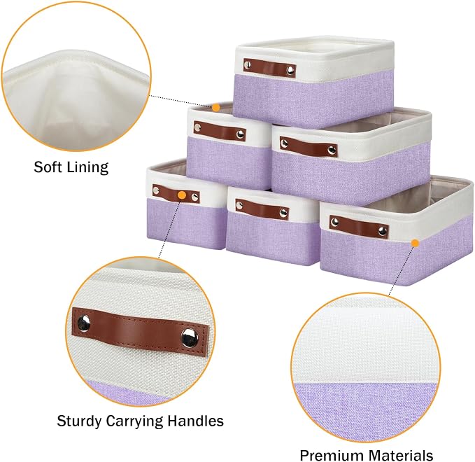 DULLEMELO Small Storage Baskets 6 Pack, Fabric Collapsible Gift Storage Baskets - Image 7