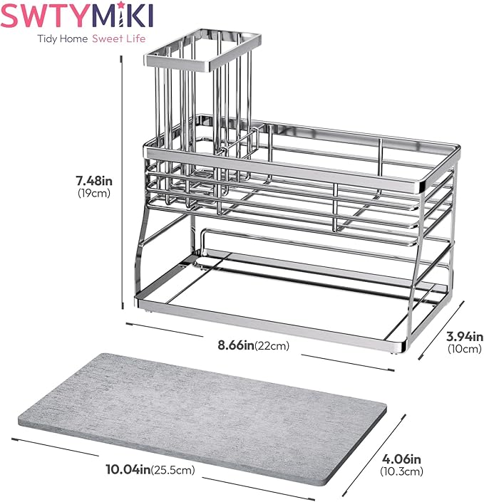 SWTYMIKI Kitchen Sink Caddy Organizer, 2 Tier Sponge Holder - Image 8