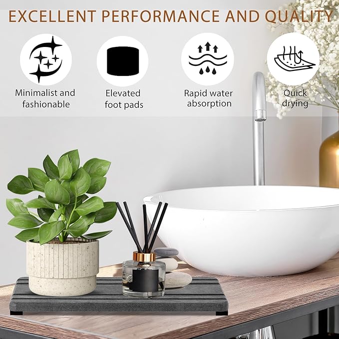 2PCS Water Absorbing Stone Tray, Quick Drying Diatomite Stone Sink Tray - Image 4