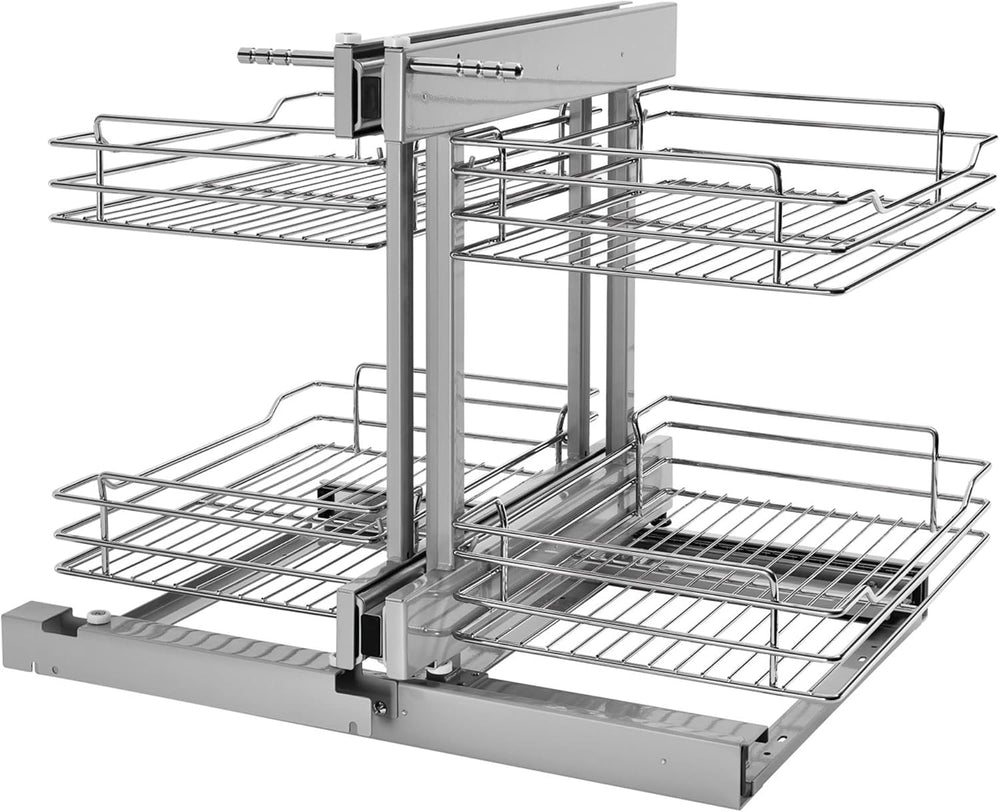 Rev-A-Shelf Chrome Two-Tier Wire Bottom Pullout Organizer with Soft-Close for...