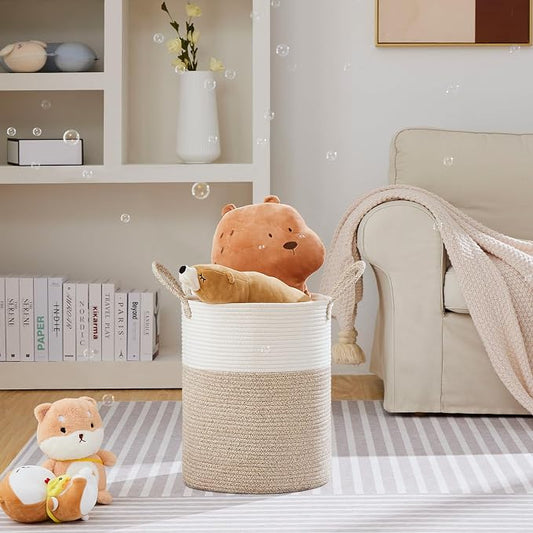 VIPOSCO Large Laundry Hamper, Tall Woven Rope Storage Basket - Image 2