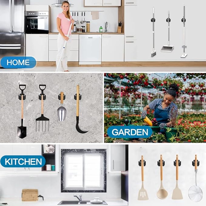 24 PCS Broom and Mop Holder, Heavy Duty Garden Tool Organizer Rack Rake and - Image 7