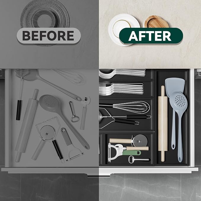 Bamboo Drawer Organizer, Narrow Silverware Organizer - Image 6