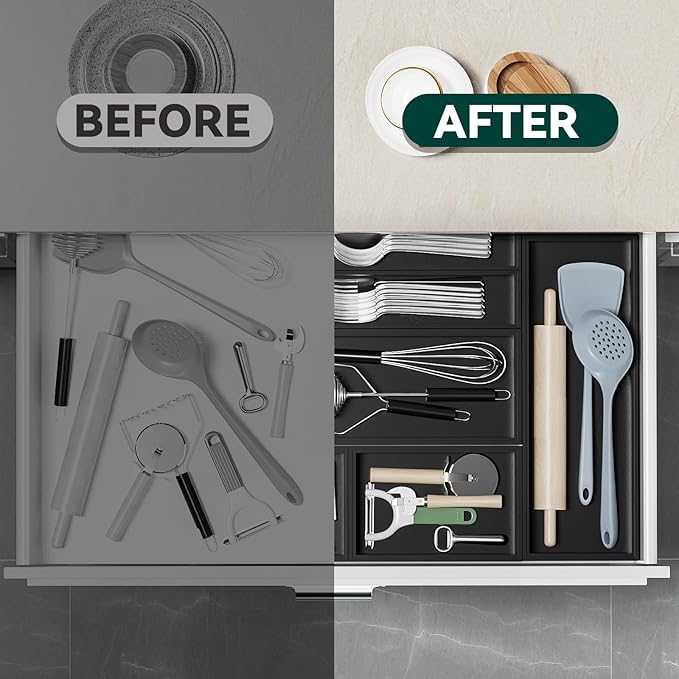 Bamboo Drawer Organizer, Cutlery Silverware Organizer - Image 6