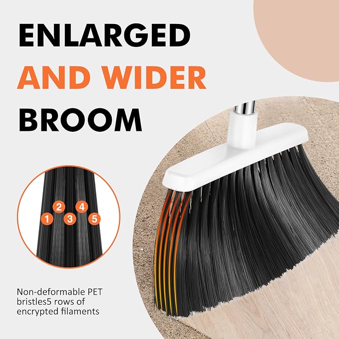 NACENA Heavy Duty Broom, 55 Inch Long Handle Outdoor Large Angle Brooms - Image 4