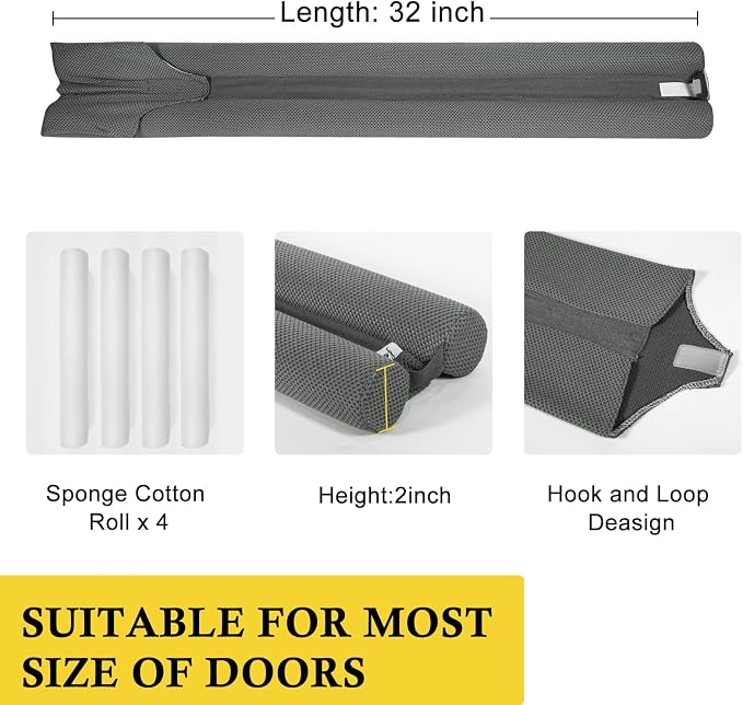 fowong Under Door Draft Stopper 32 Inch Adjustable Draft Stopper - Image 2