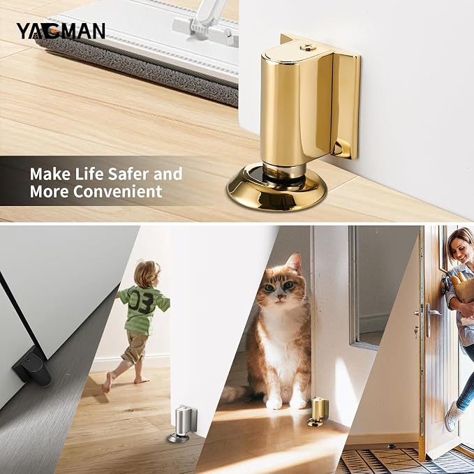 2 Pack Magnetic Door Stoppers Retractable Bottom of Door Holder No Drilling - Image 6