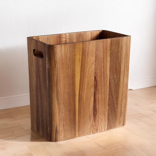 3 Gallons Wooden Wastebaskets, Solid Acacia Wood Waste Basket by Unknown