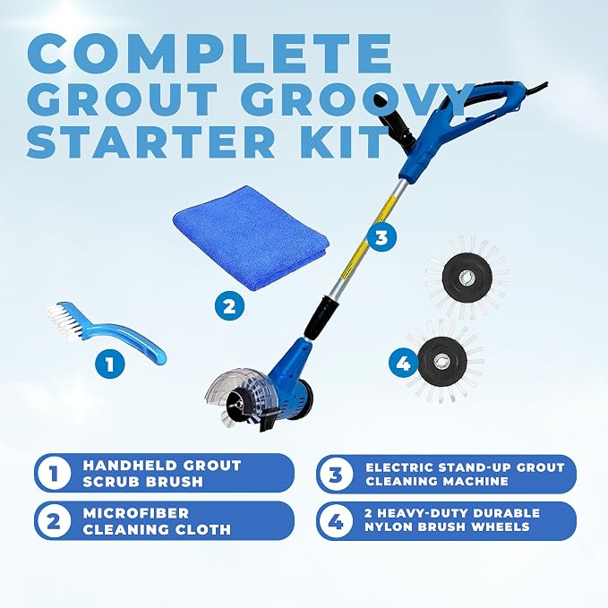 Electric Stand-Up Lightweight Grout Cleaning Machine – Easy-to-Use Tile Grout - Image 2