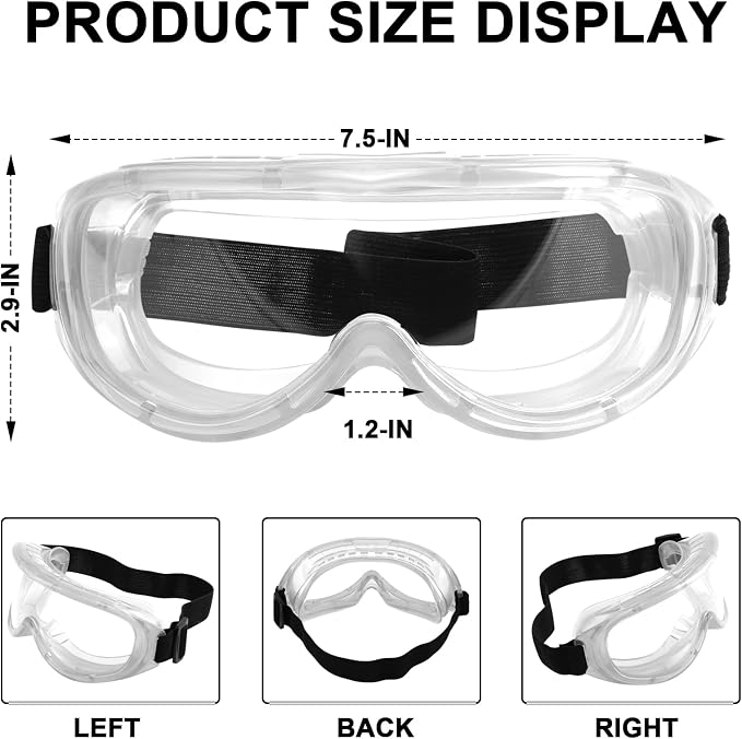 OXG 6 Pack Protective Safety Goggles Anti-Fog, Adjustable Chemical Splash Eye - Image 2