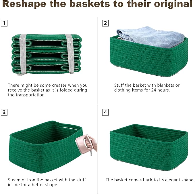 3 Pack Small Storage Baskets for Organizing, Cute Woven Decorative Gift Baskets - Image 8