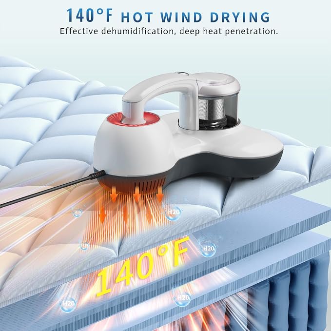 Mattress Vacuum Cleaner, Handheld UV Bed Vacuum Cleaner 16KPa & 12800 - Image 6
