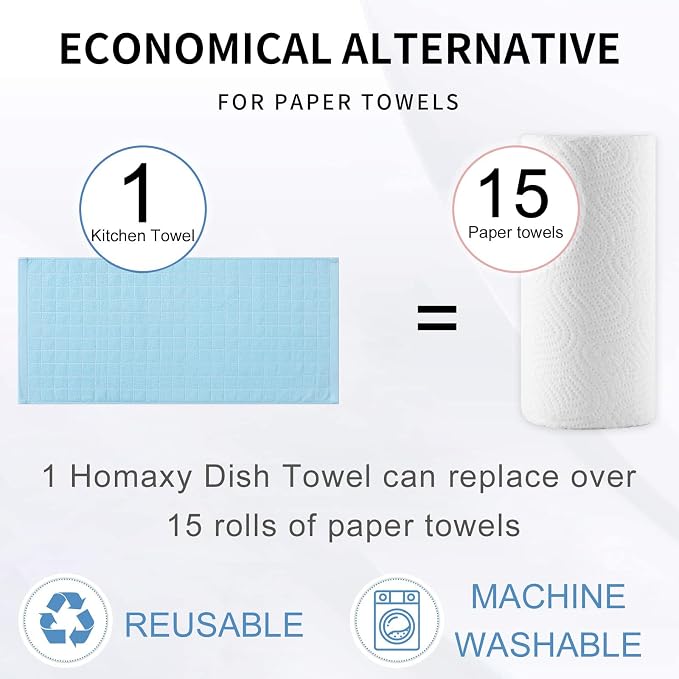 Homaxy 100% Cotton Terry Kitchen Towels, Checkered Designed, Soft and Super - Image 6