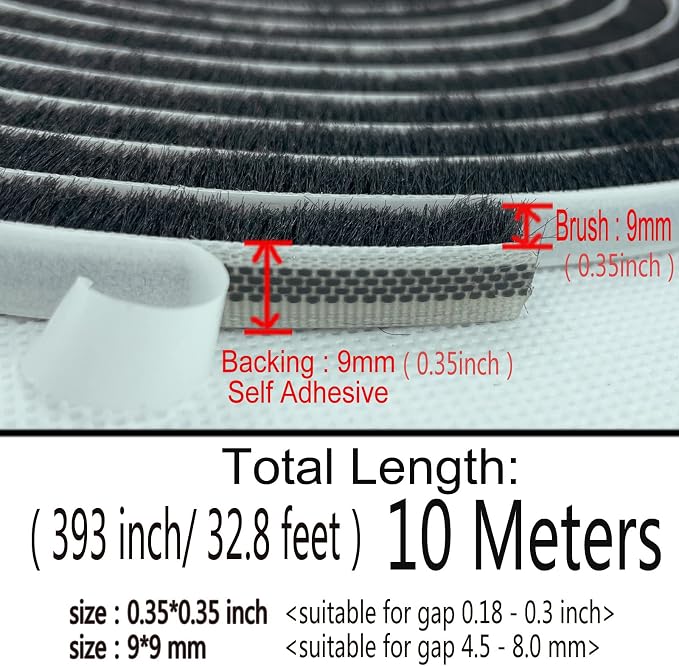 Adhesive Pile Weather Stripping, Weatherstrip Fuzzy Door Brush Strip - Image 4