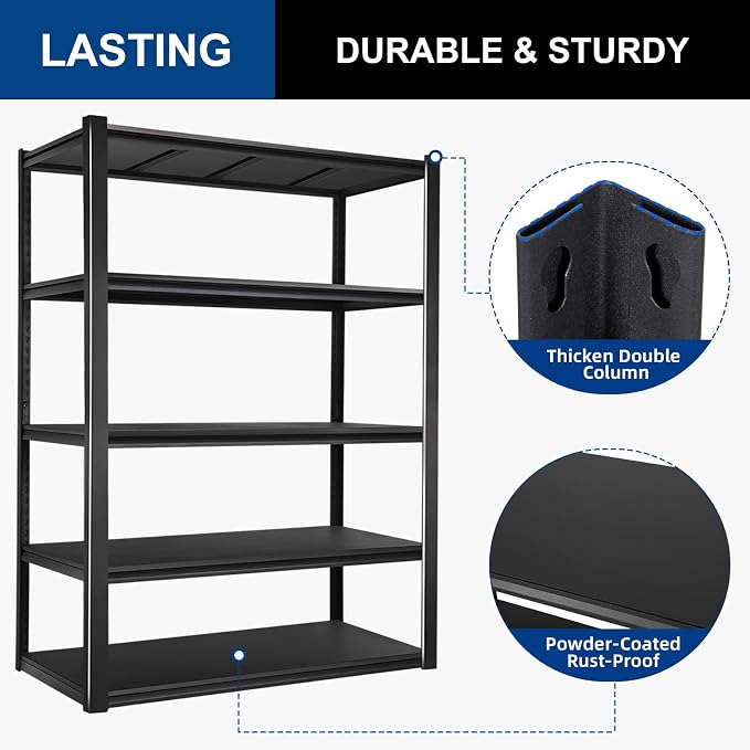 BILT HARD 5-Tier 48" W x 24" D x 72" H Garage Shelving, 3500 lbs Industrial - Image 6